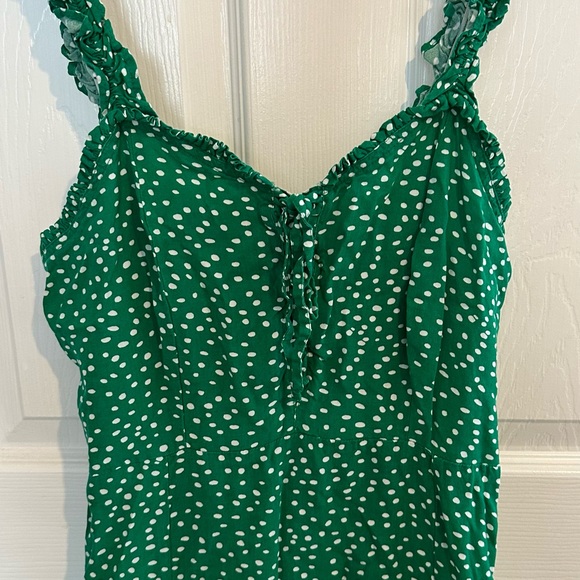 Green Japan Polka Dot midi dress with slit - Picture 3 of 3
